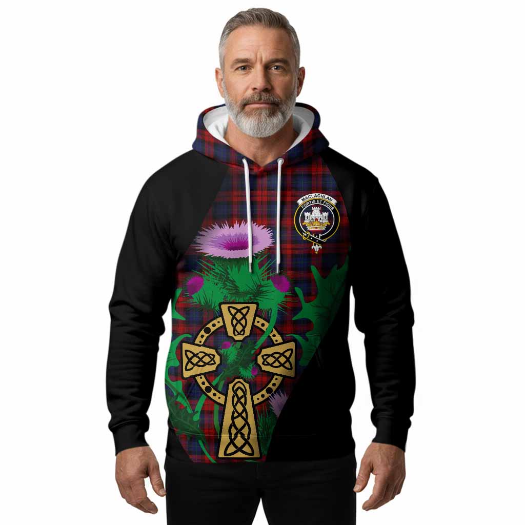 MacLachlan (McLachlan) Tartan Crest Hoodie Celtic Cross Thistle Flowers