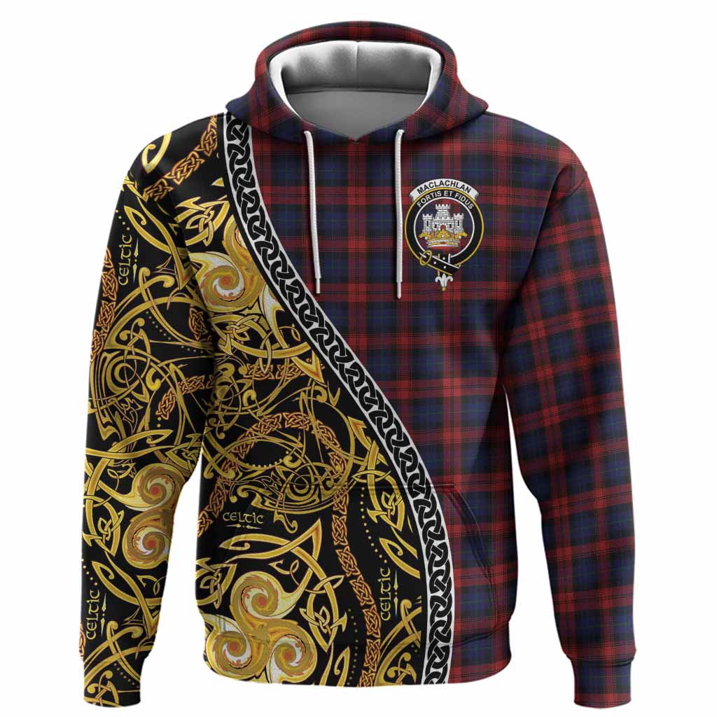 MacLachlan (McLachlan) Tartan Crest Hoodie Celtic Knot and Triple Trickle Spiral Symbols