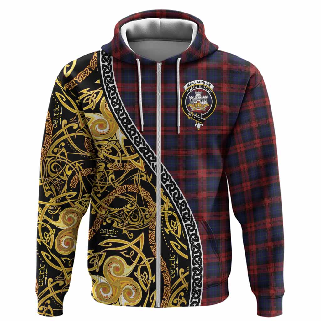 MacLachlan (McLachlan) Tartan Crest Hoodie Celtic Knot and Triple Trickle Spiral Symbols