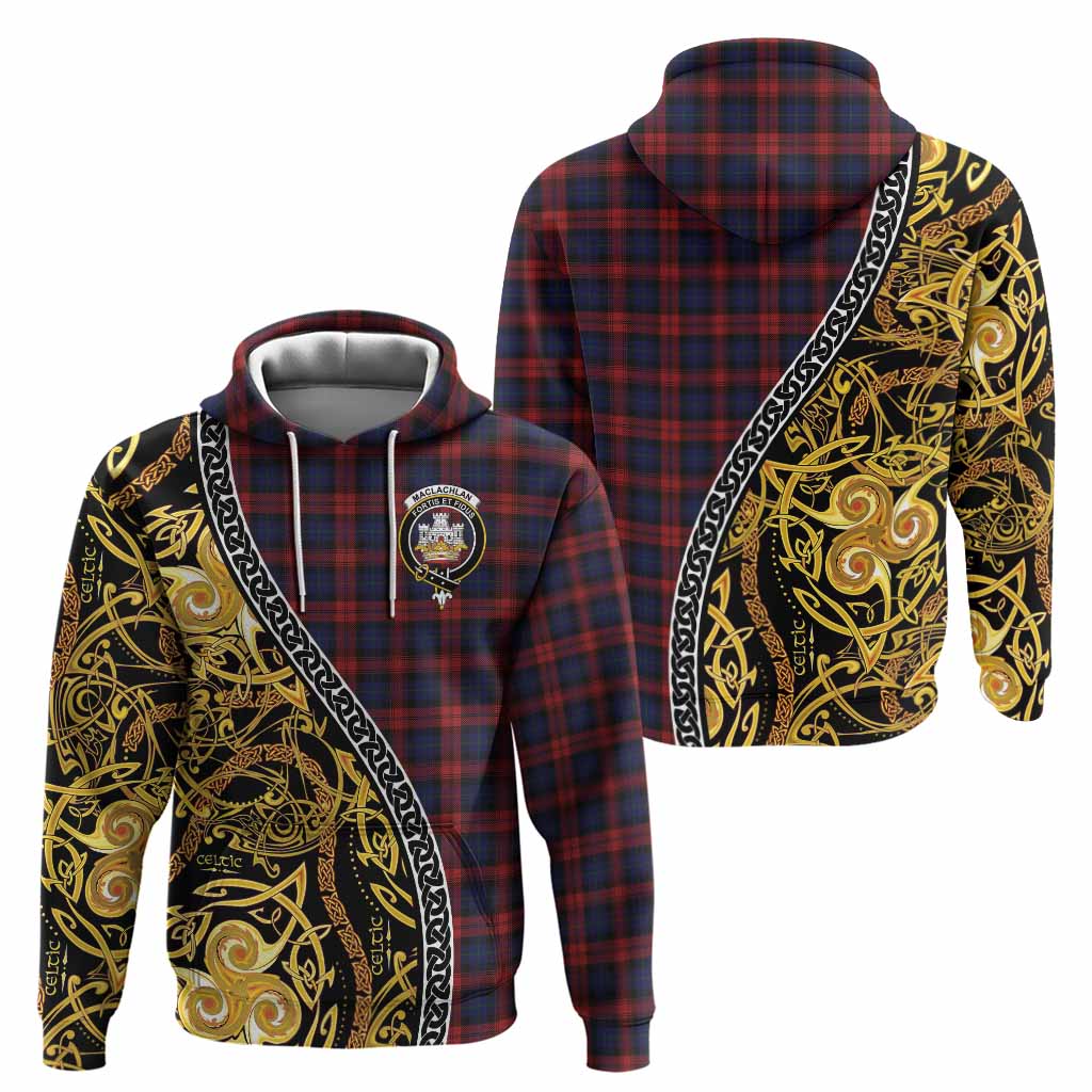 MacLachlan (McLachlan) Tartan Crest Hoodie Celtic Knot and Triple Trickle Spiral Symbols