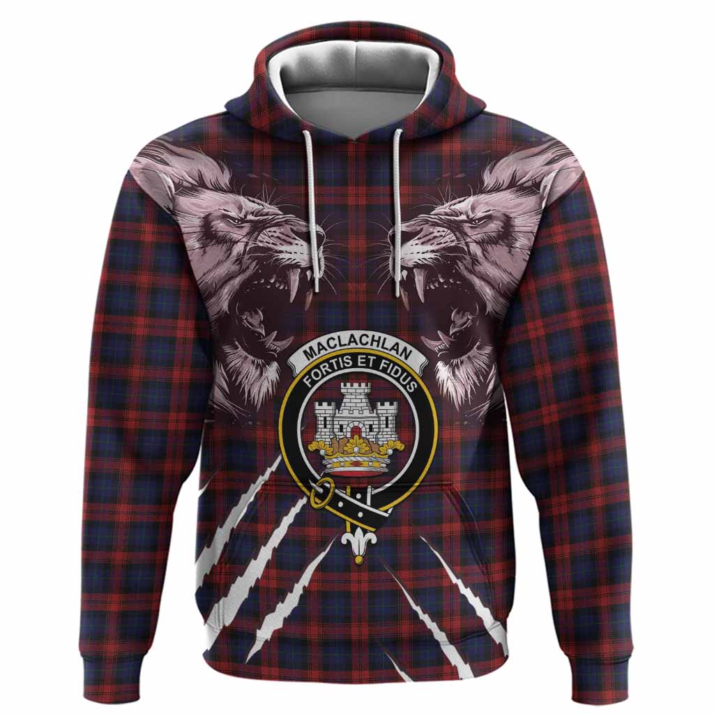 MacLachlan (McLachlan) Tartan Crest Hoodie Ferocious Lion Style