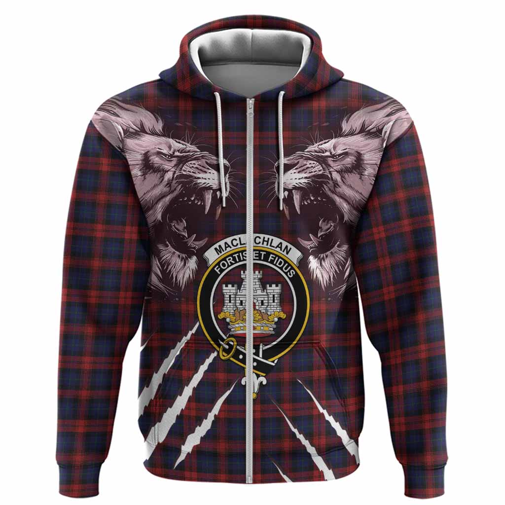 MacLachlan (McLachlan) Tartan Crest Hoodie Ferocious Lion Style