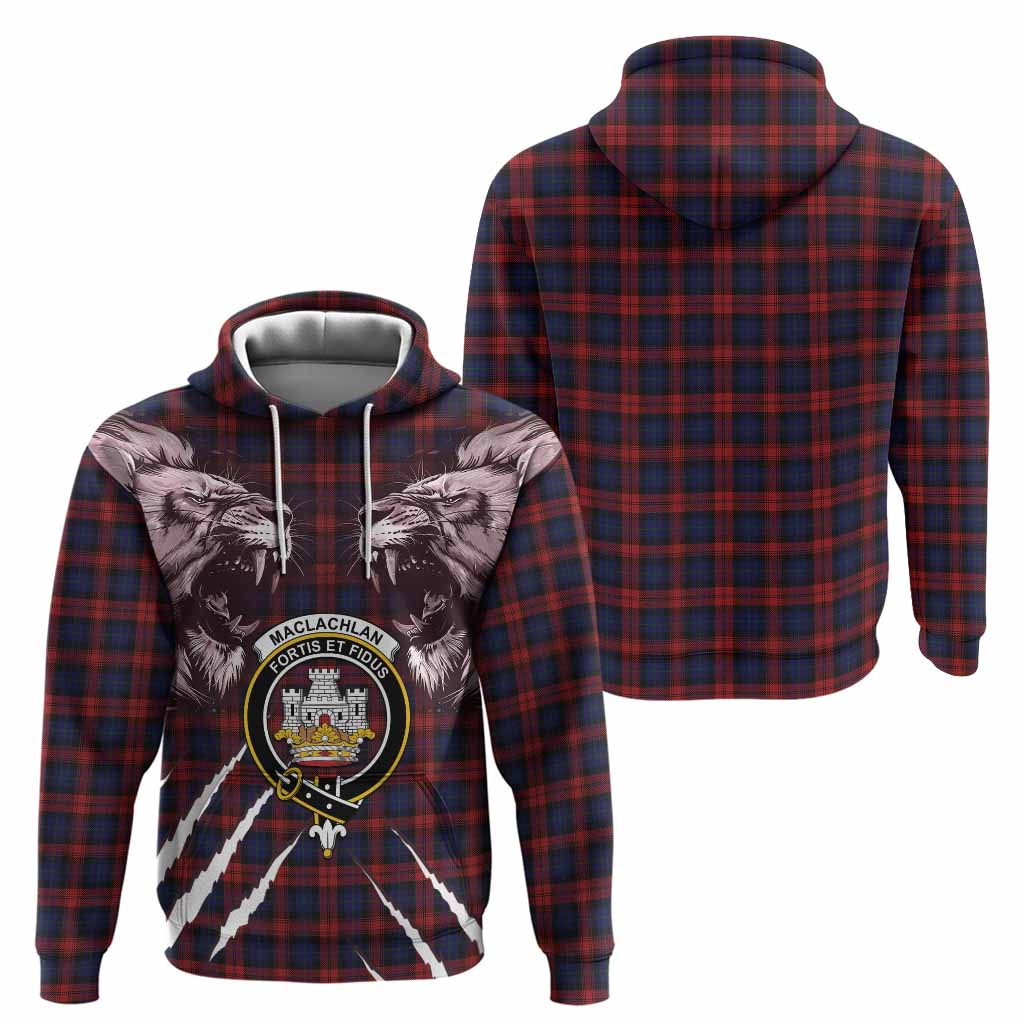 MacLachlan (McLachlan) Tartan Crest Hoodie Ferocious Lion Style