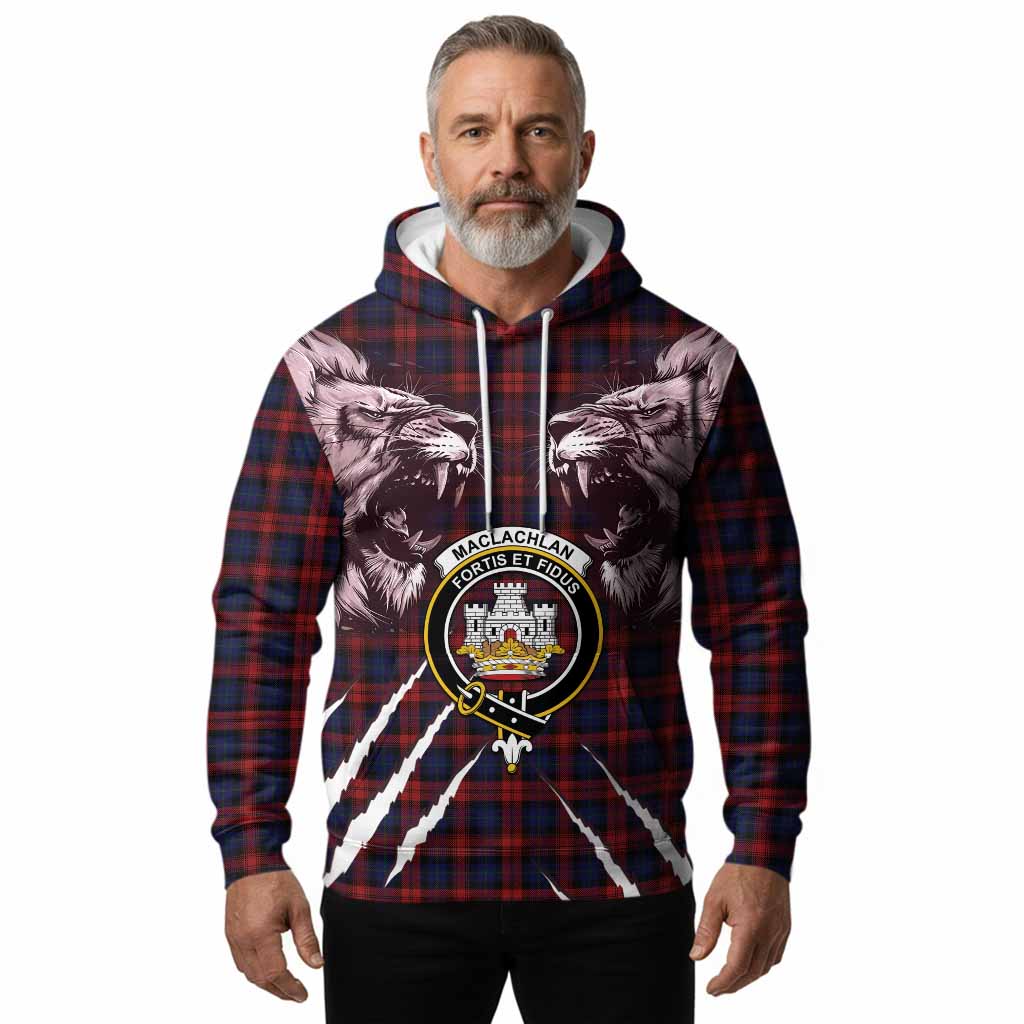 MacLachlan (McLachlan) Tartan Crest Hoodie Ferocious Lion Style