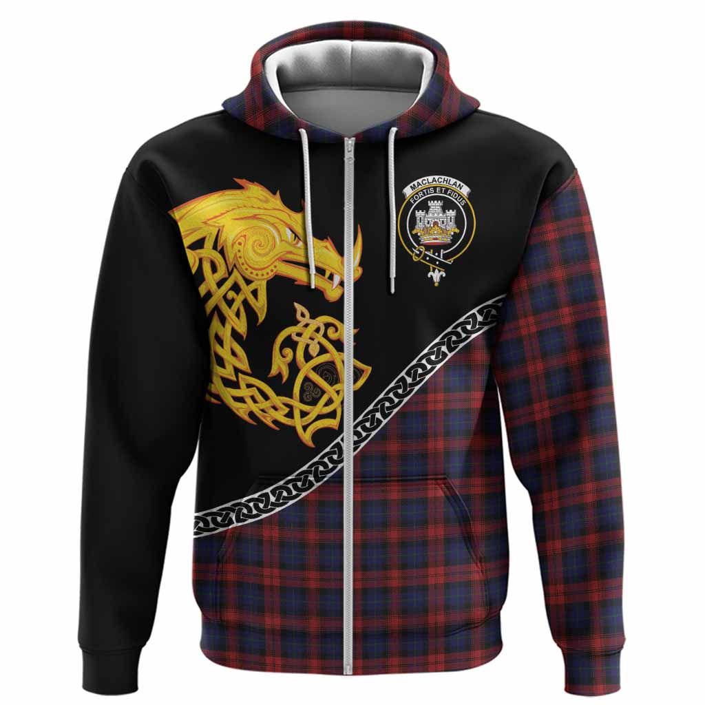 MacLachlan (McLachlan) Tartan Crest Hoodie Legendary Dragon Knot Half Style