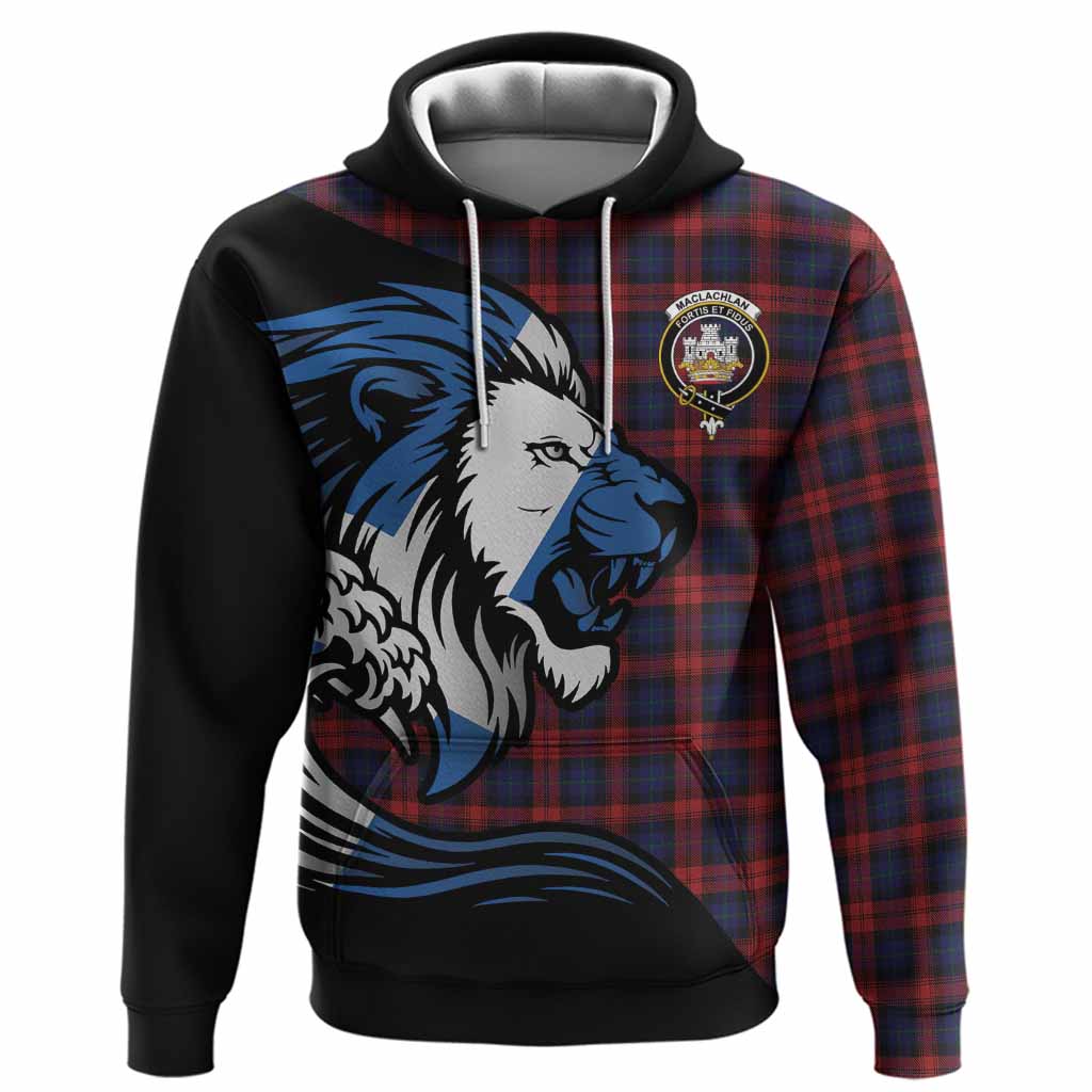 MacLachlan (McLachlan) Tartan Crest Hoodie Scottish Golden Lions Wave Flow