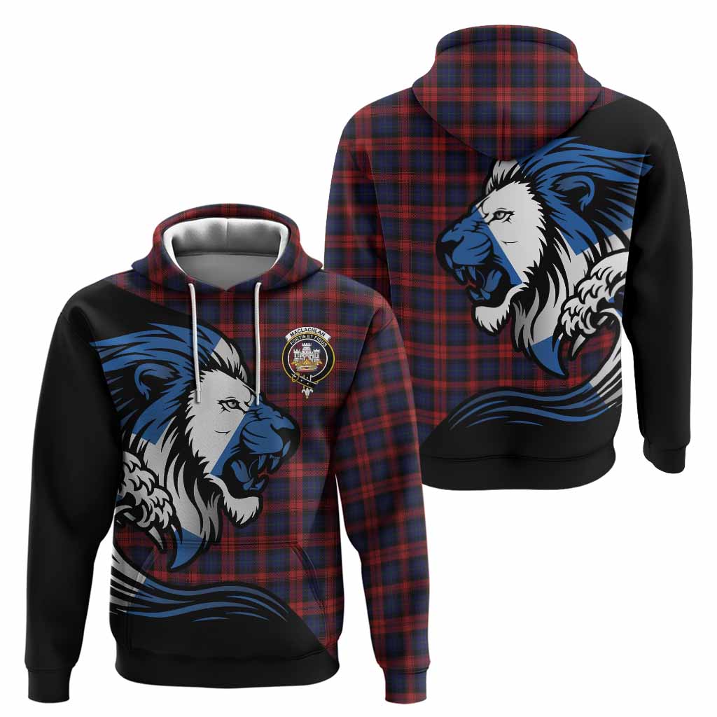 MacLachlan (McLachlan) Tartan Crest Hoodie Scottish Golden Lions Wave Flow