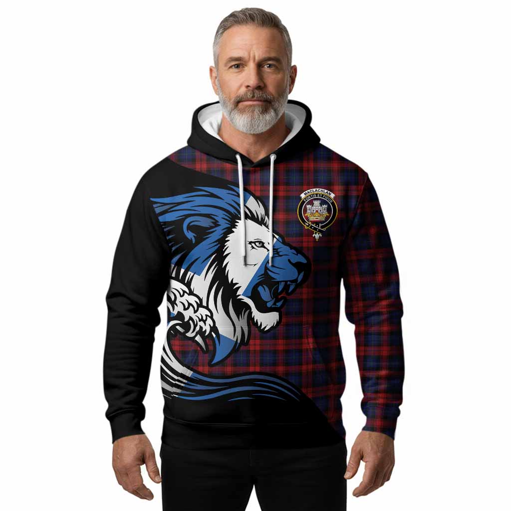 MacLachlan (McLachlan) Tartan Crest Hoodie Scottish Golden Lions Wave Flow
