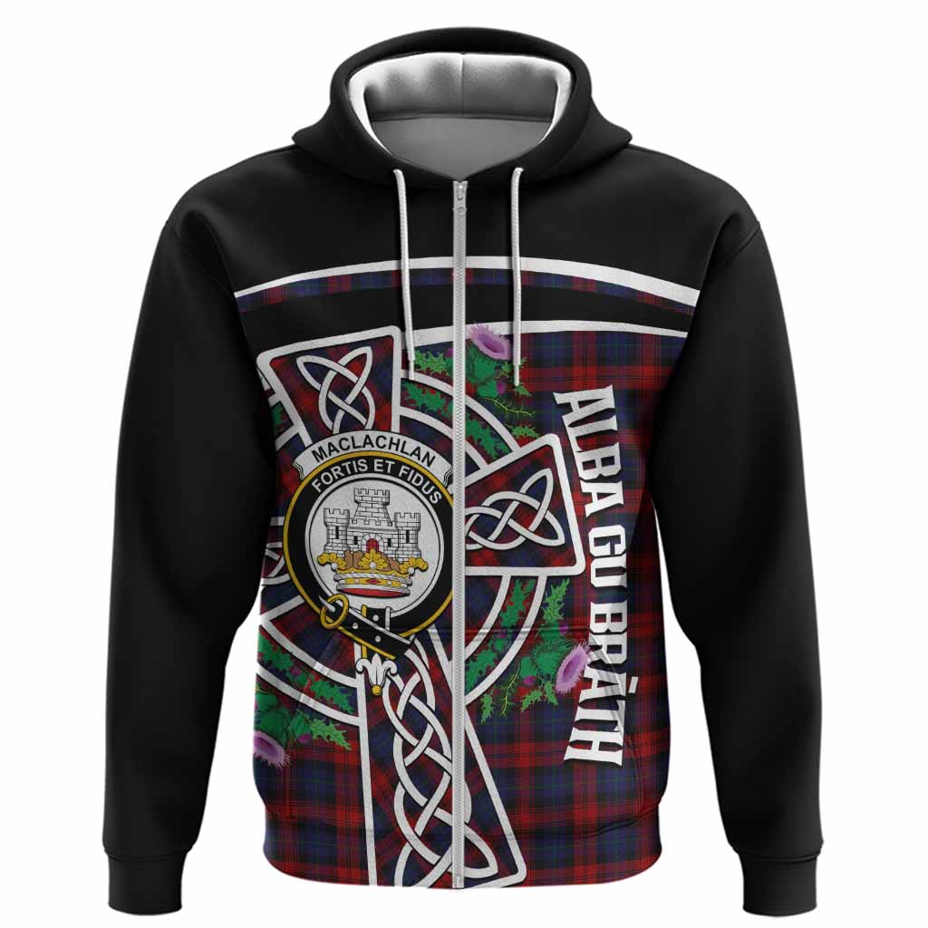 MacLachlan (McLachlan) Tartan Crest Hoodie Scottish Thistle Celtic Cross Alba Gu Brath