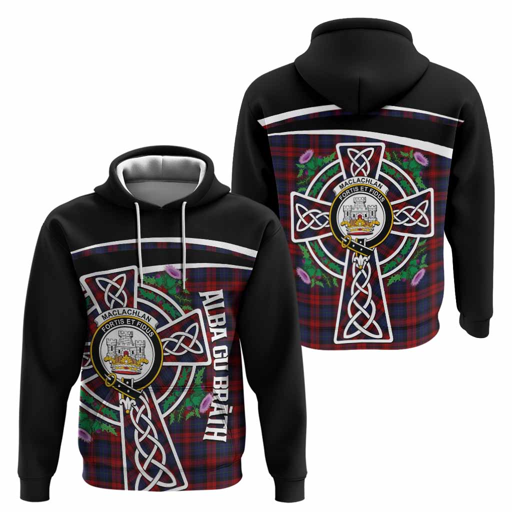 MacLachlan (McLachlan) Tartan Crest Hoodie Scottish Thistle Celtic Cross Alba Gu Brath