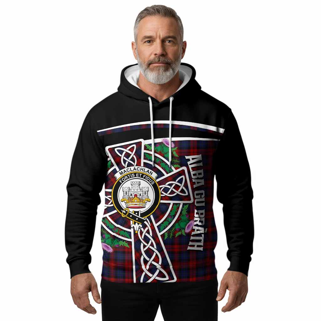 MacLachlan (McLachlan) Tartan Crest Hoodie Scottish Thistle Celtic Cross Alba Gu Brath