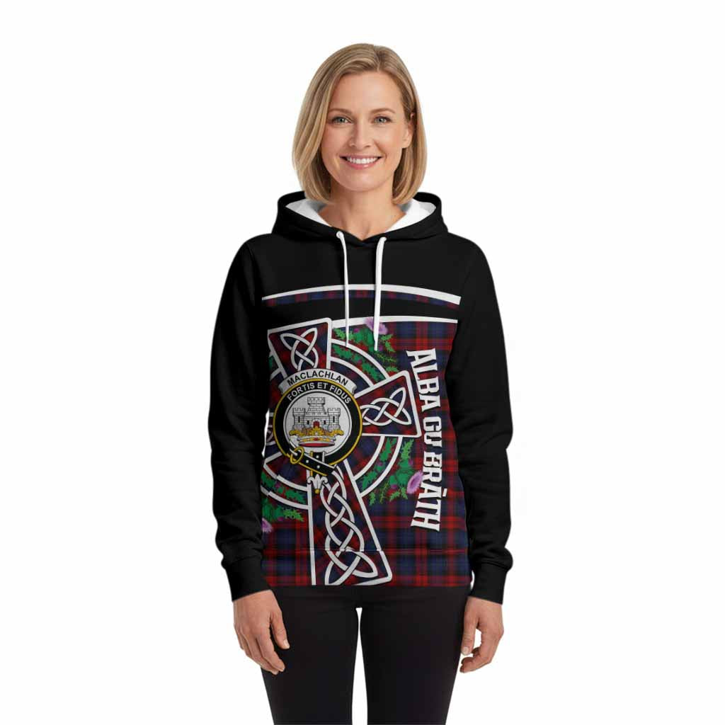 MacLachlan (McLachlan) Tartan Crest Hoodie Scottish Thistle Celtic Cross Alba Gu Brath