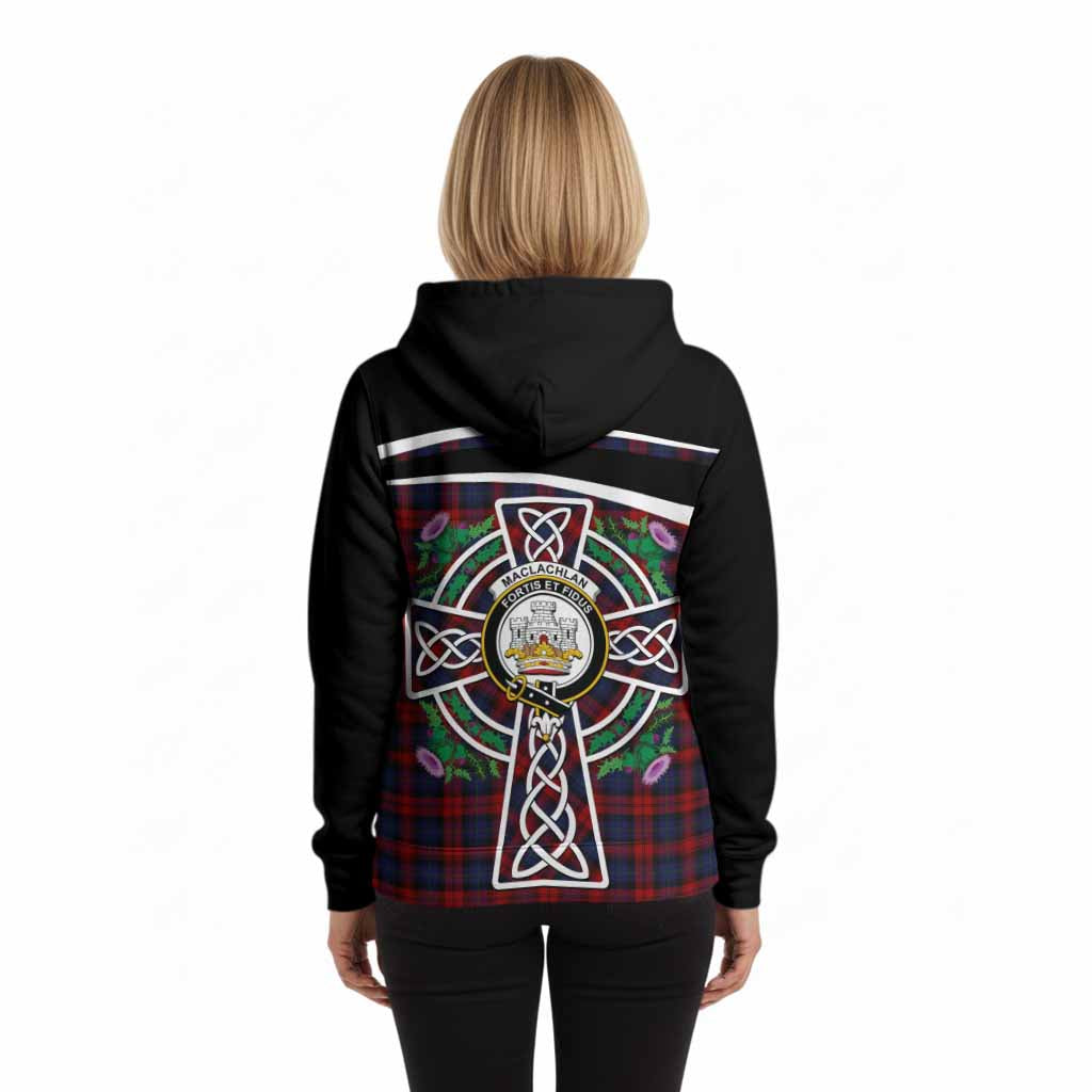 MacLachlan (McLachlan) Tartan Crest Hoodie Scottish Thistle Celtic Cross Alba Gu Brath