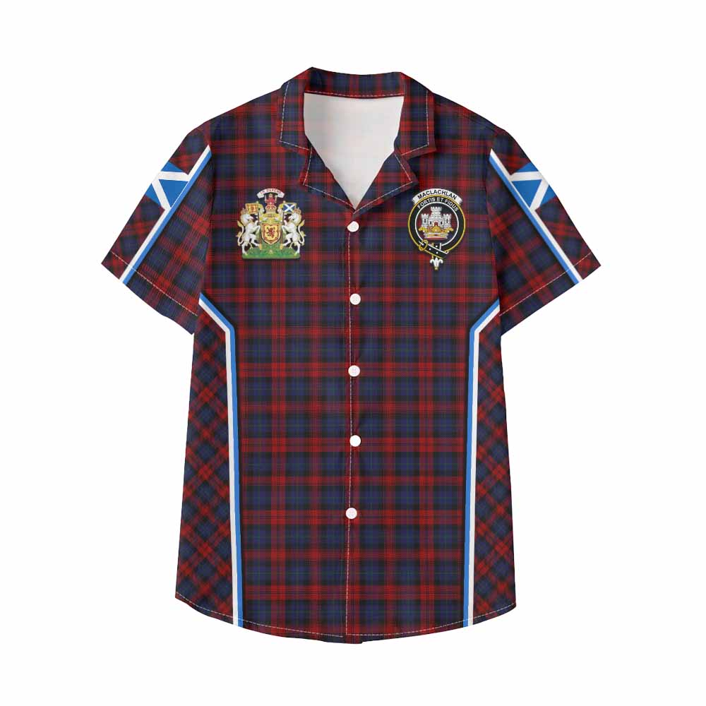 MacLachlan (McLachlan) Tartan Crest Kid Hawaiian Shirt Scotland Coat of Arm Flag Style - Tartan Vibes Clothing