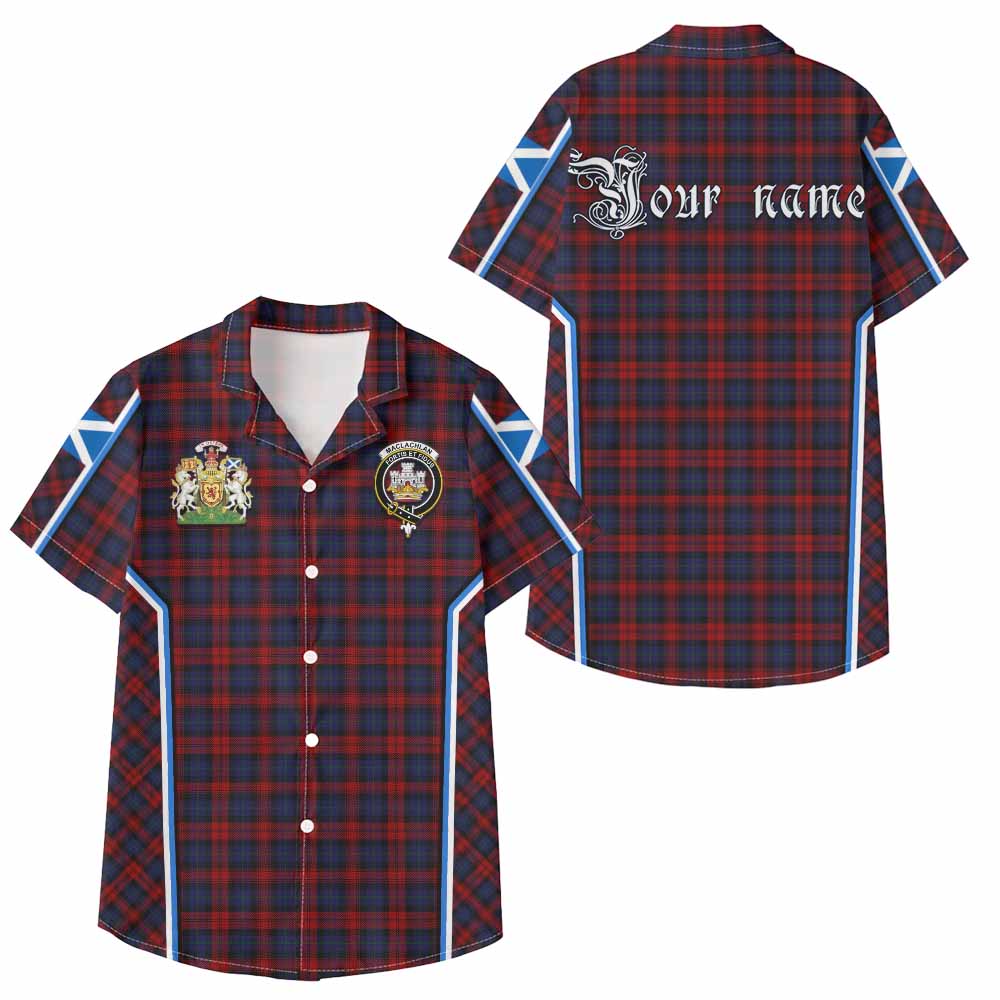MacLachlan (McLachlan) Tartan Crest Kid Hawaiian Shirt Scotland Coat of Arm Flag Style - Tartan Vibes Clothing