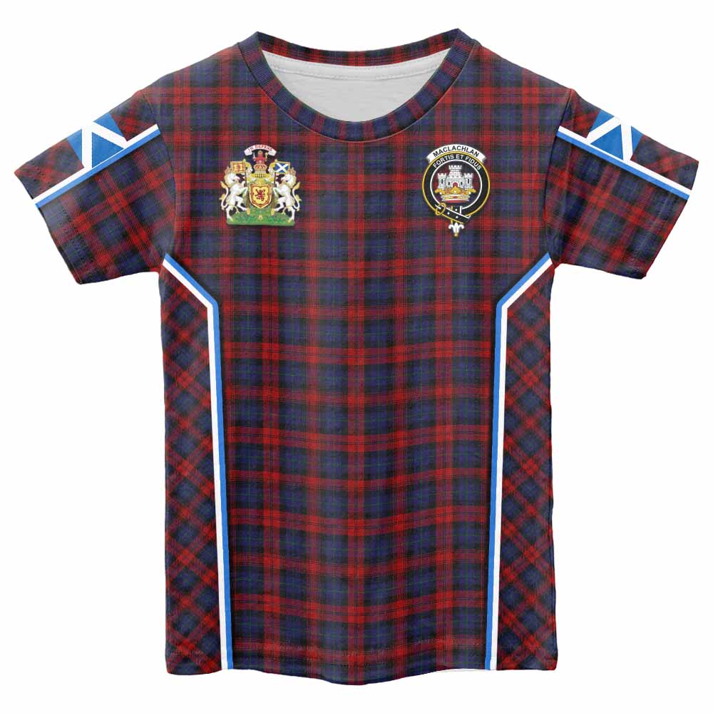 MacLachlan (McLachlan) Tartan Crest Kid T-shirt Scotland Coat of Arm Flag Style - Tartan Vibes Clothing