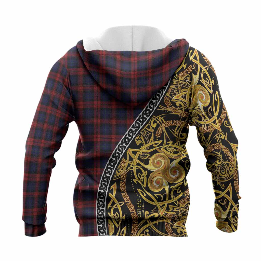 MacLachlan (McLachlan) Tartan Crest Knitted Hoodie Celtic Knot and Triple Trickle Spiral Symbols
