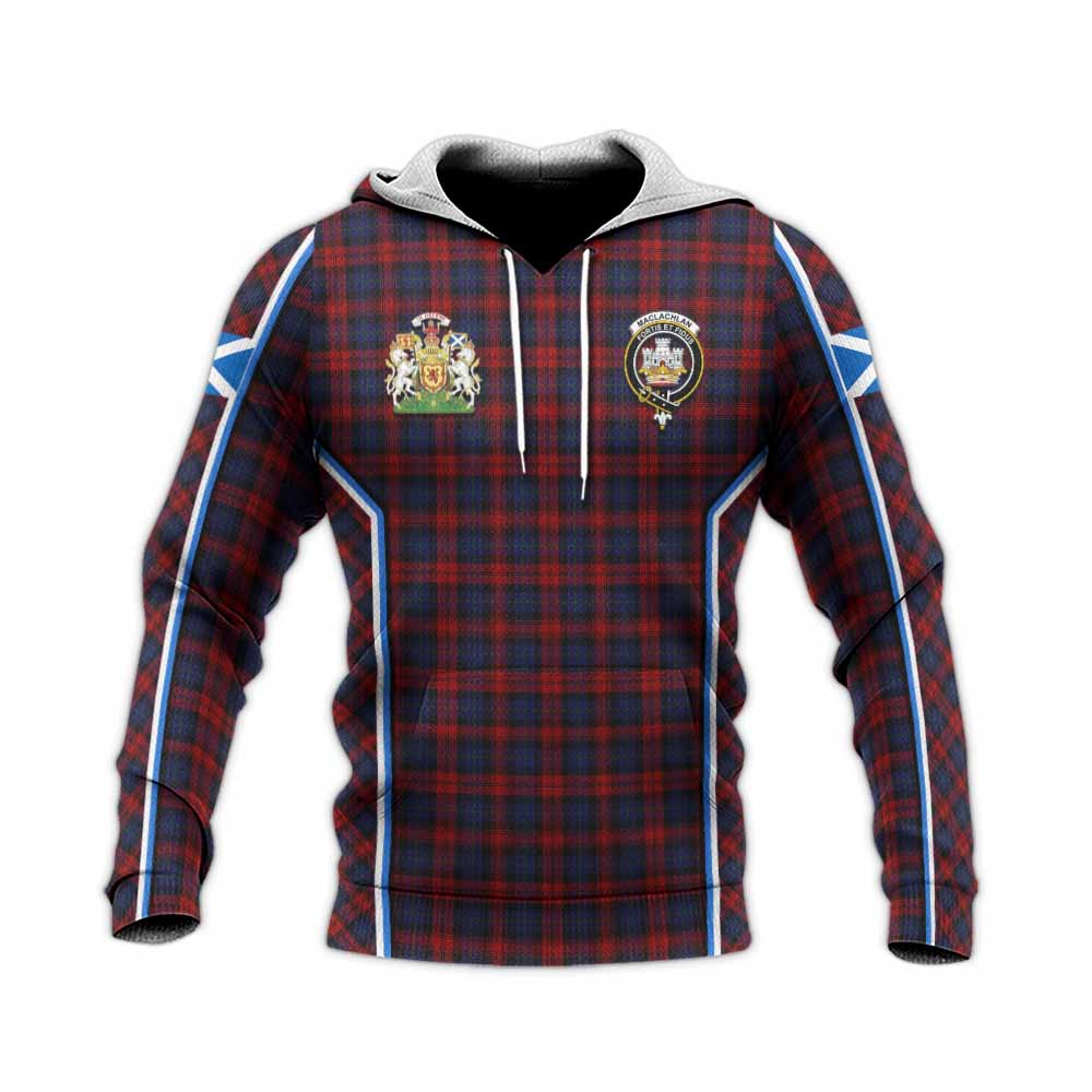 MacLachlan (McLachlan) Tartan Crest Knitted Hoodie Scotland Coat of Arm Flag Style - Tartan Vibes Clothing