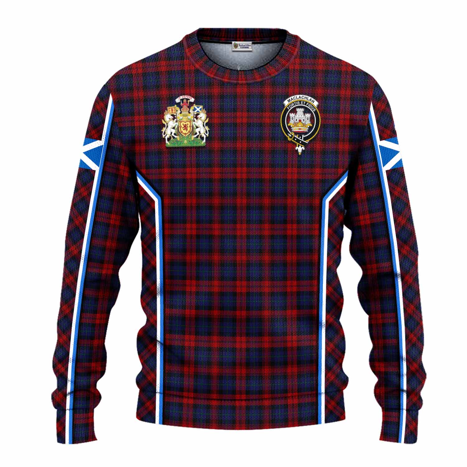 MacLachlan (McLachlan) Tartan Crest Knitted Sweater Scotland Coat of Arm Flag Style - Tartan Vibes Clothing