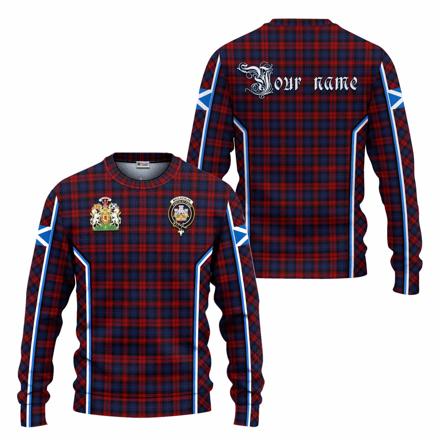 MacLachlan (McLachlan) Tartan Crest Knitted Sweater Scotland Coat of Arm Flag Style - Tartan Vibes Clothing