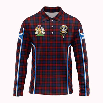 MacLachlan (McLachlan) Tartan Crest Long Sleeve Polo Shirt Scotland Coat of Arm Flag Style