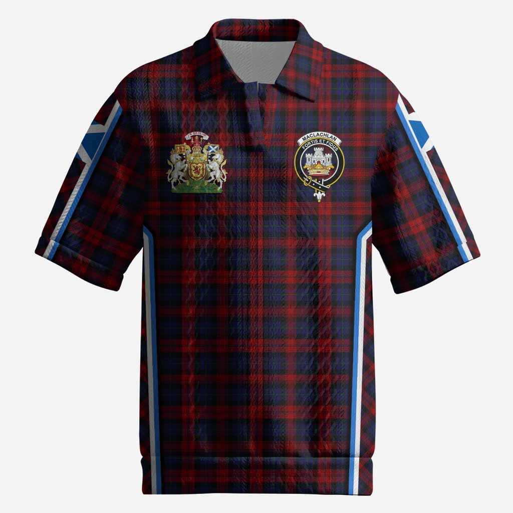 MacLachlan (McLachlan) Tartan Crest Men’s Polo Sweater Top Scotland Coat of Arm Flag Style