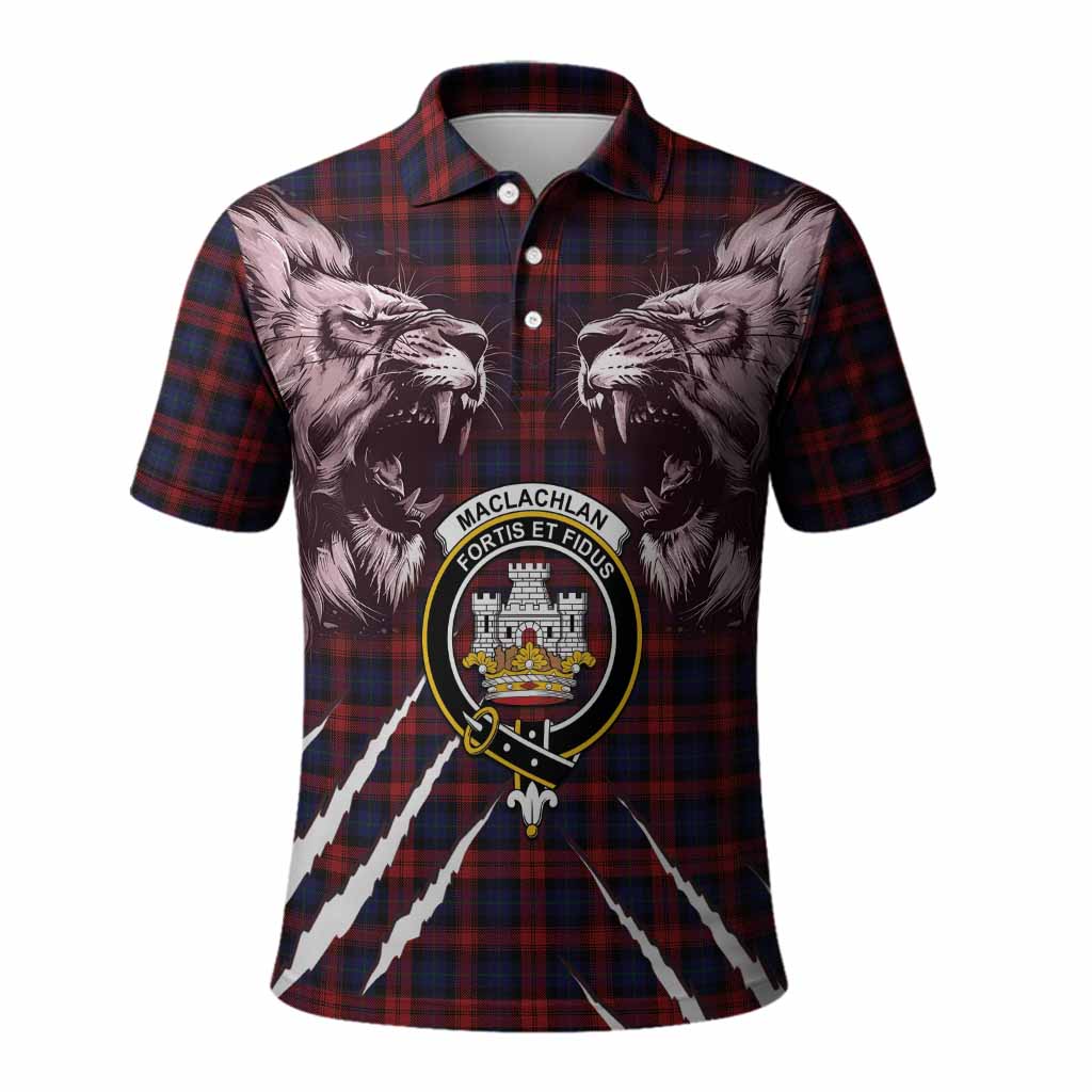MacLachlan (McLachlan) Tartan Crest Polo Shirt Ferocious Lion Style