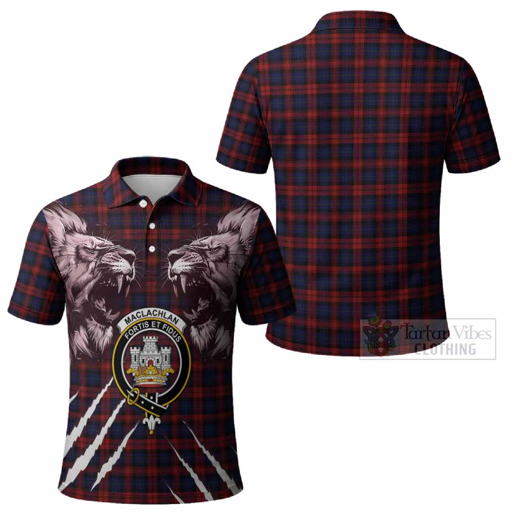 MacLachlan (McLachlan) Tartan Crest Polo Shirt Ferocious Lion Style
