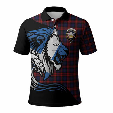 MacLachlan (McLachlan) Tartan Crest Polo Shirt Scottish Golden Lions Wave Flow