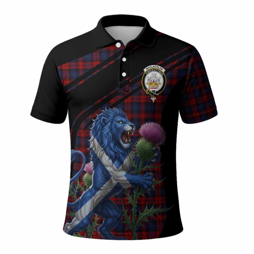 MacLachlan (McLachlan) Tartan Crest Polo Shirt Scottish Lion Rampant Thistle