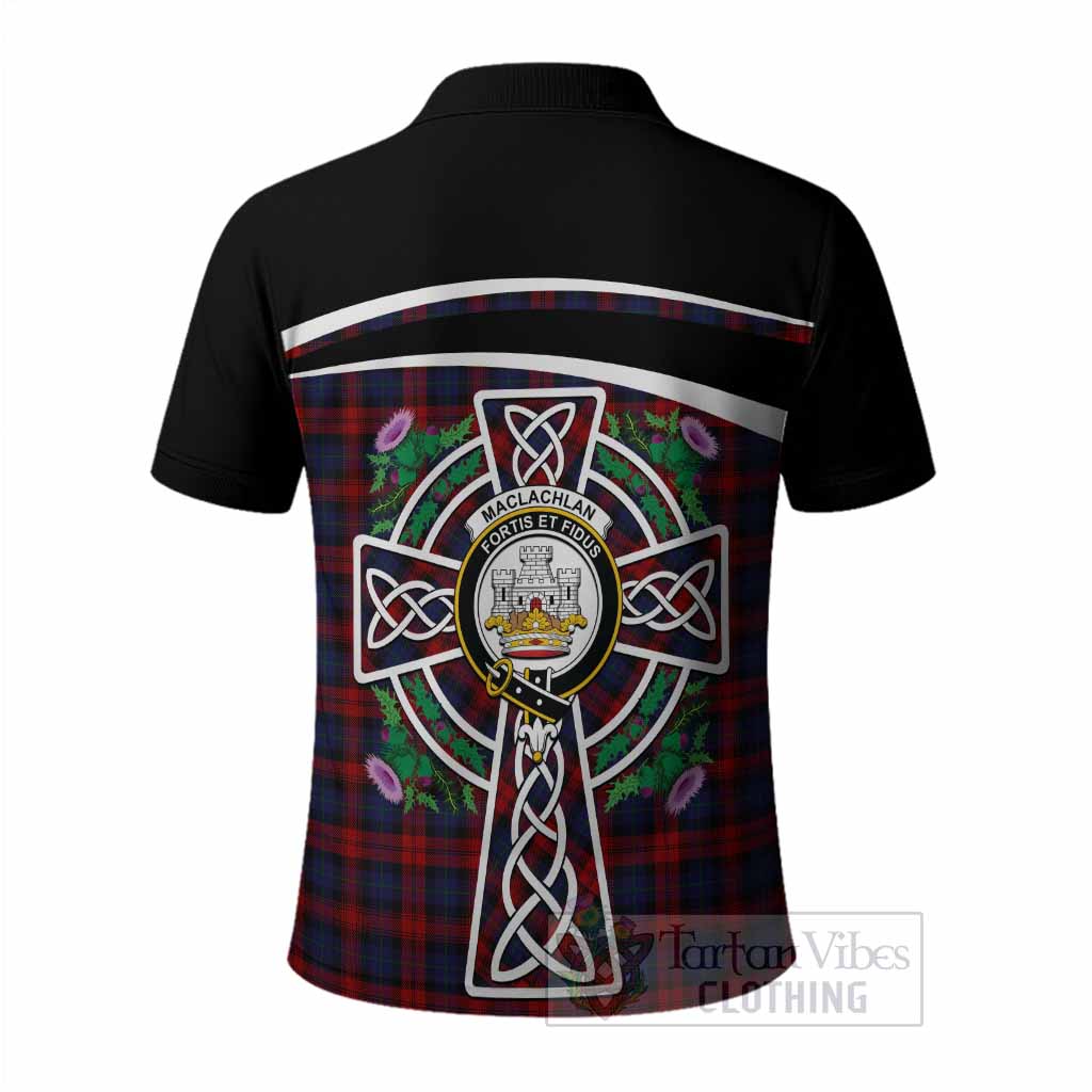 MacLachlan (McLachlan) Tartan Crest Polo Shirt Scottish Thistle Celtic Cross Alba Gu Brath
