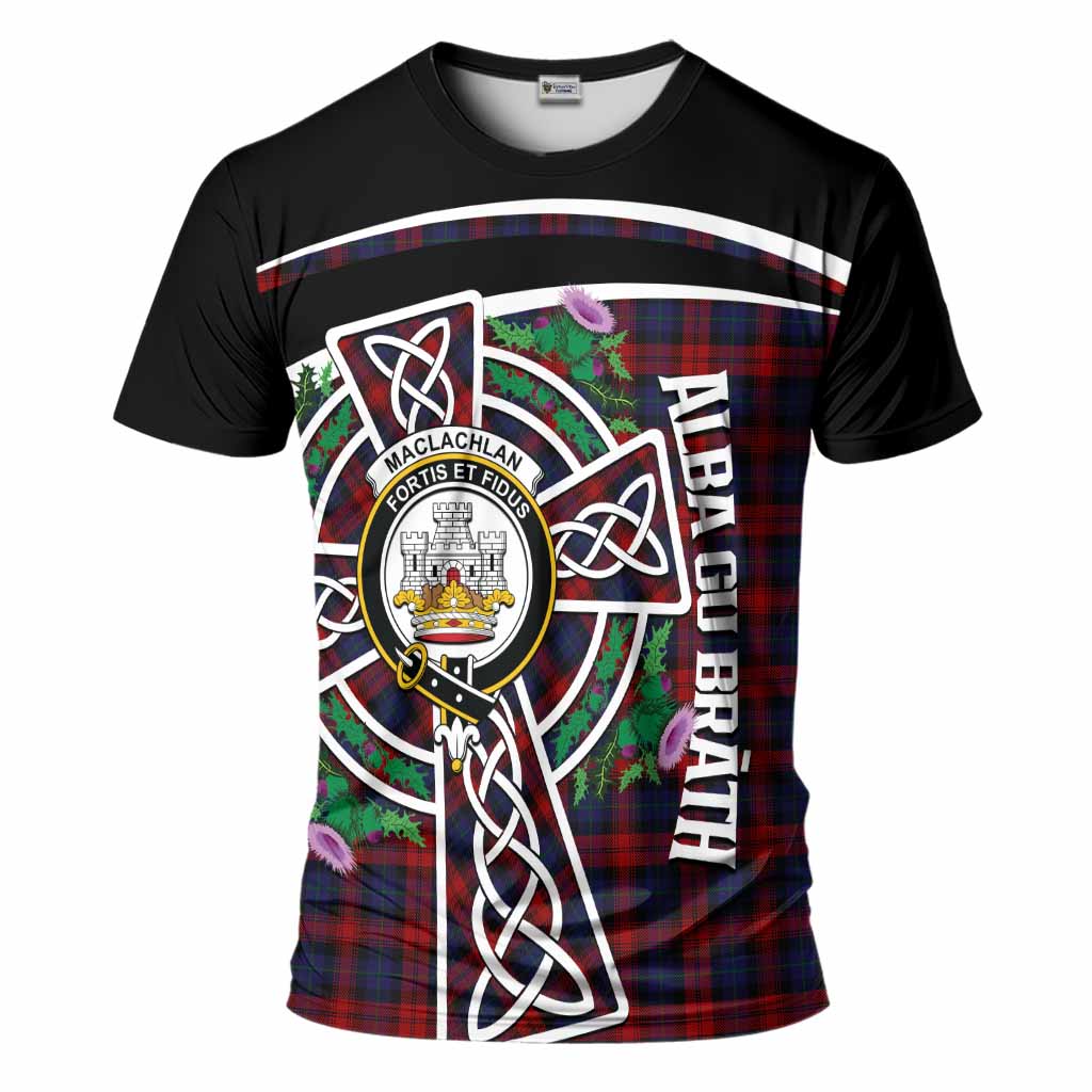 MacLachlan (McLachlan) Tartan Crest T-Shirt Scottish Thistle Celtic Cross Alba Gu Brath