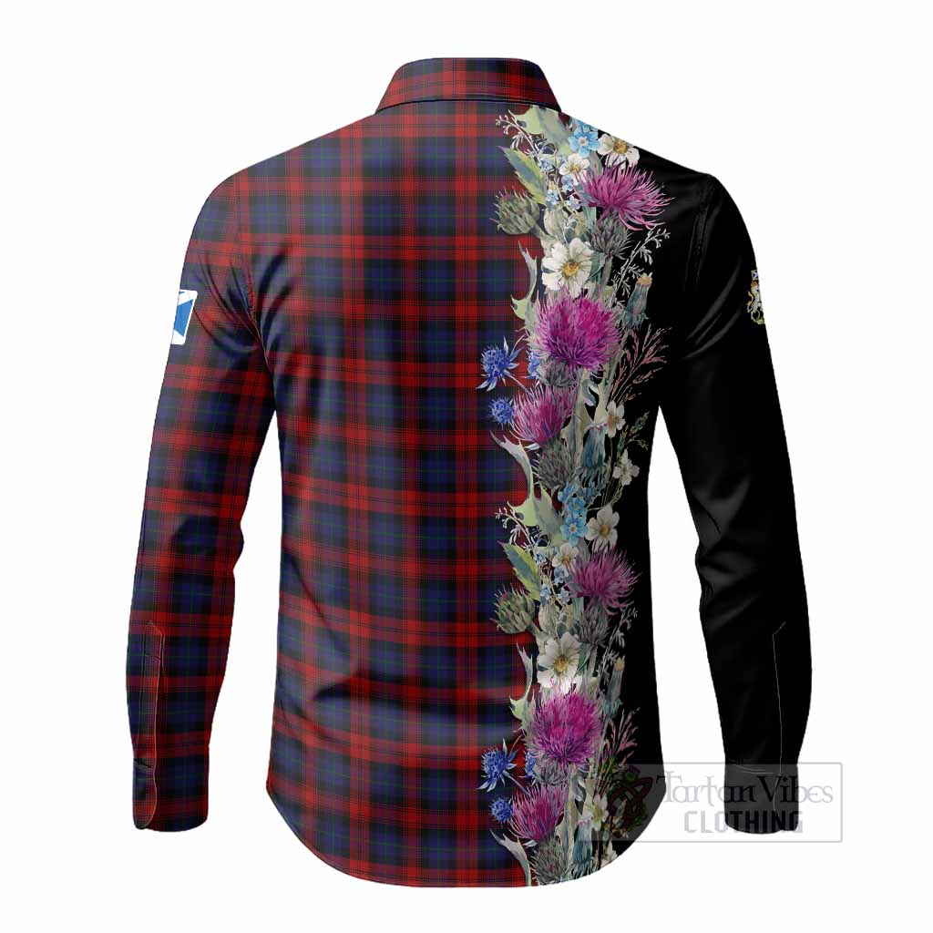 MacLachlan (McLachlan) Tartan Crest Thistle Floral Long Sleeve Button Shirts - Tartan Vibes Clothing