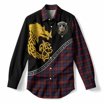 MacLachlan (McLachlan) Tartan Crest Women Casual Shirt Legendary Dragon Knot Half Style