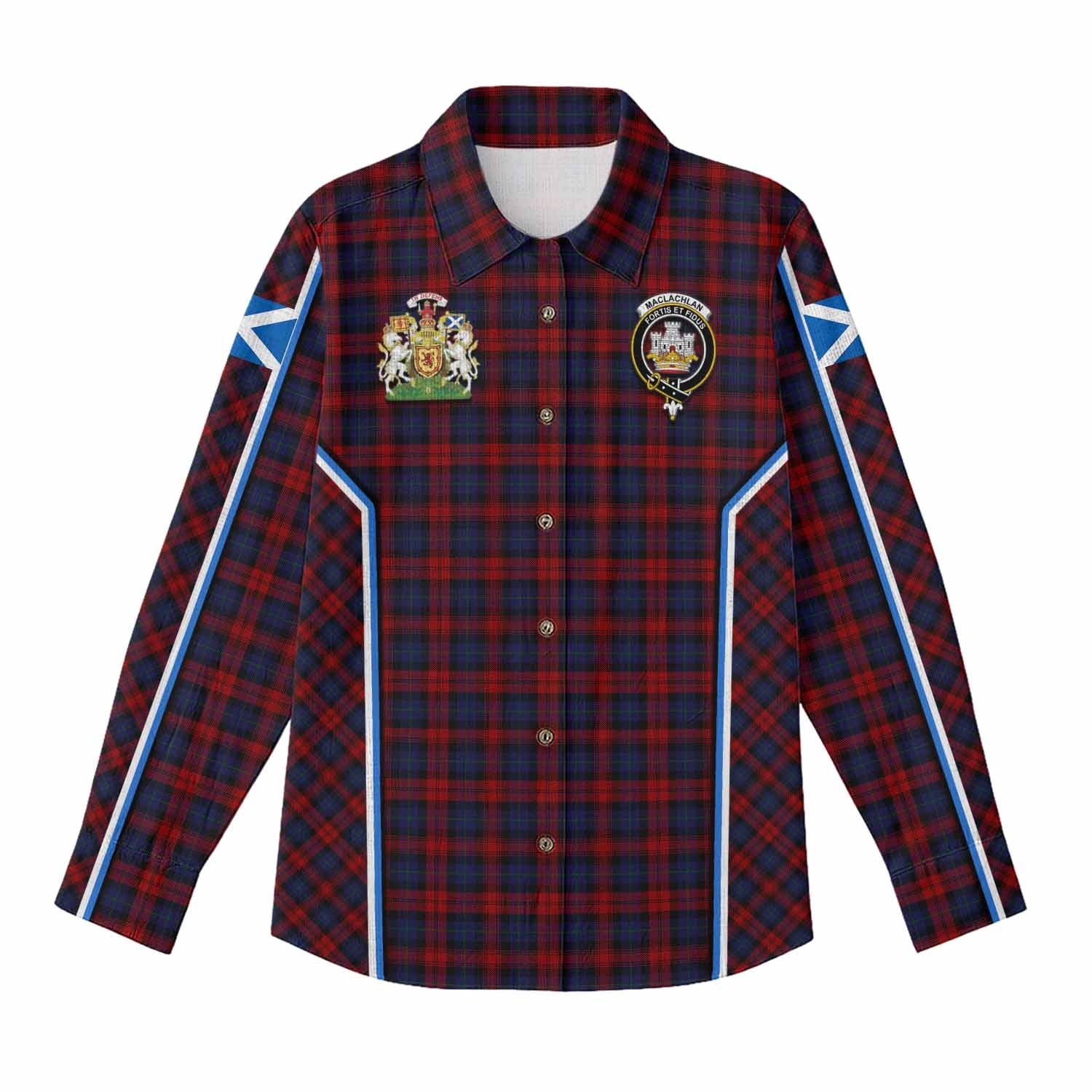 MacLachlan (McLachlan) Tartan Crest Women Casual Shirt Scotland Coat of Arm Flag Style - Tartan Vibes Clothing