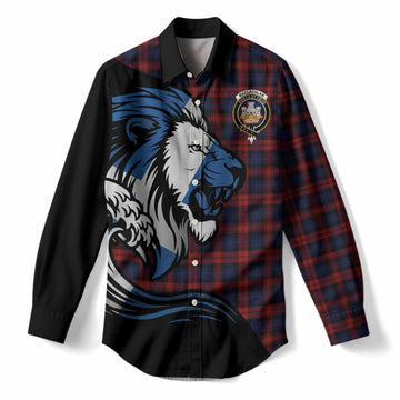 MacLachlan (McLachlan) Tartan Crest Women Casual Shirt Scottish Golden Lions Wave Flow