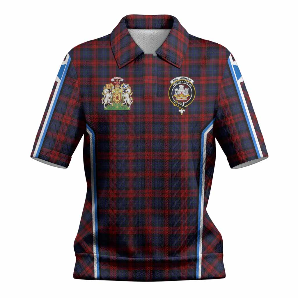 MacLachlan (McLachlan) Tartan Crest Women’s Polo Sweater Top Scotland Coat of Arm Flag Style