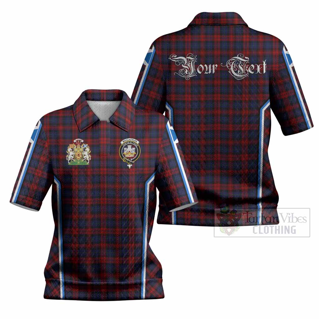 MacLachlan (McLachlan) Tartan Crest Women’s Polo Sweater Top Scotland Coat of Arm Flag Style