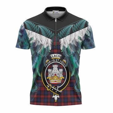 MacLachlan (McLachlan) Tartan Crest Zipper Polo Shirt New Zealand Maori Korowai Cloak