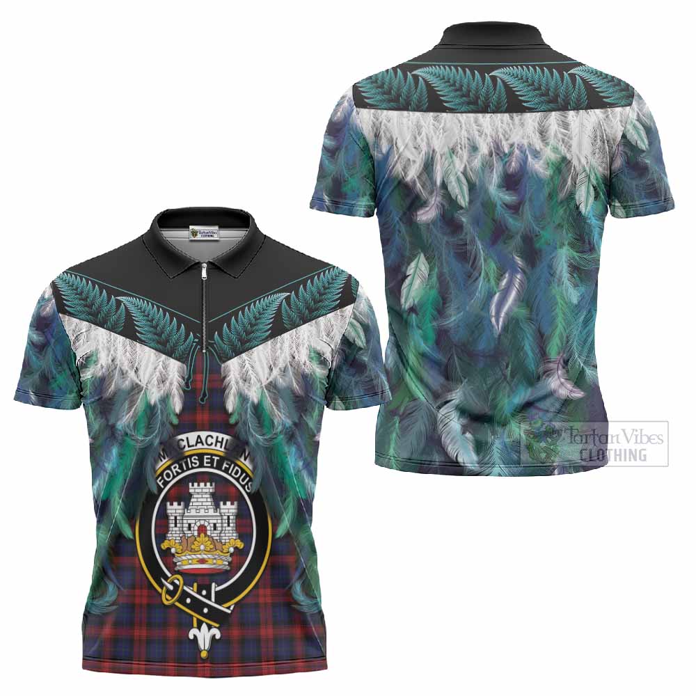 MacLachlan (McLachlan) Tartan Crest Zipper Polo Shirt New Zealand Maori Korowai Cloak