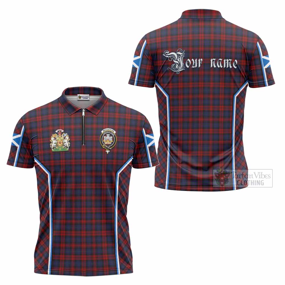 MacLachlan (McLachlan) Tartan Crest Zipper Polo Shirt Scotland Coat of Arm Flag Style - Tartan Vibes Clothing