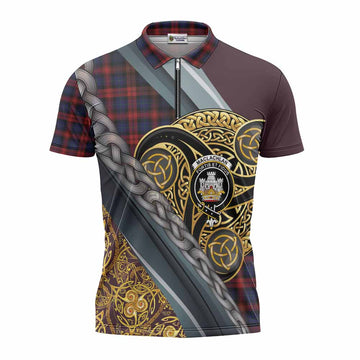 MacLachlan (McLachlan) Tartan Crest Zipper Polo Shirt Scottish Triskele Celtic