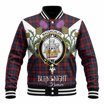 MacLachlan (McLachlan) Tartan Family Crest Baseball Jacket Scottish Burns Night Thistle Floral