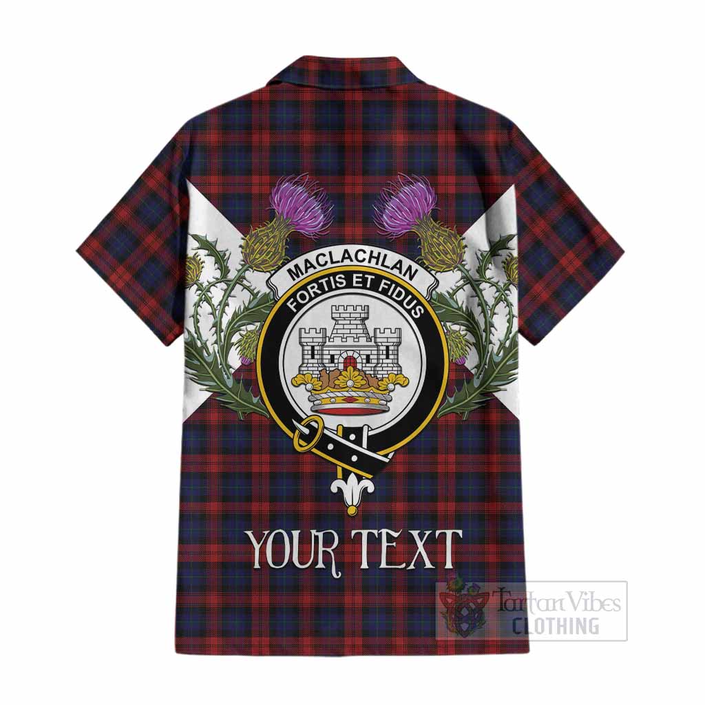 MacLachlan (McLachlan) Tartan Family Crest Cotton Hawaiian Shirt Scottish Burns Night Thistle Floral