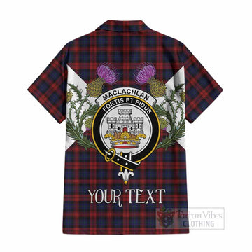 MacLachlan (McLachlan) Tartan Family Crest Cotton Hawaiian Shirt Scottish Burns Night Thistle Floral