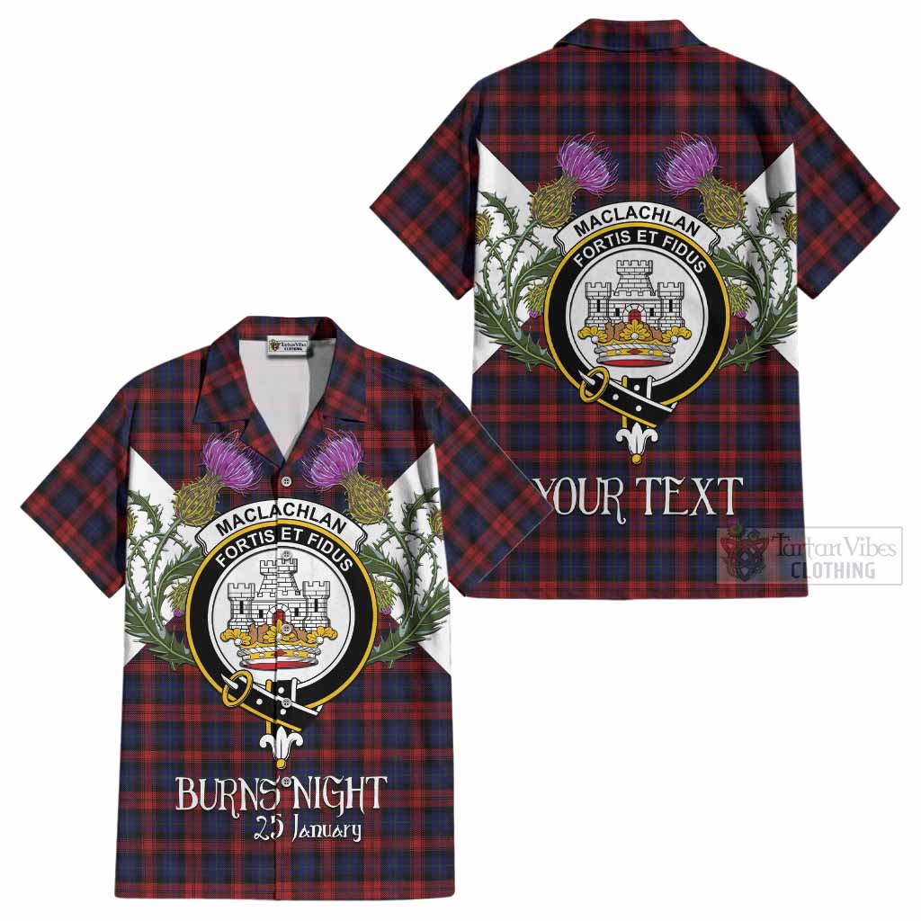 MacLachlan (McLachlan) Tartan Family Crest Cotton Hawaiian Shirt Scottish Burns Night Thistle Floral