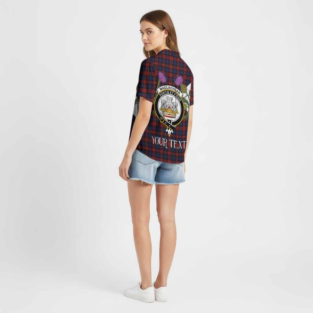 MacLachlan (McLachlan) Tartan Family Crest Cotton Hawaiian Shirt Scottish Burns Night Thistle Floral