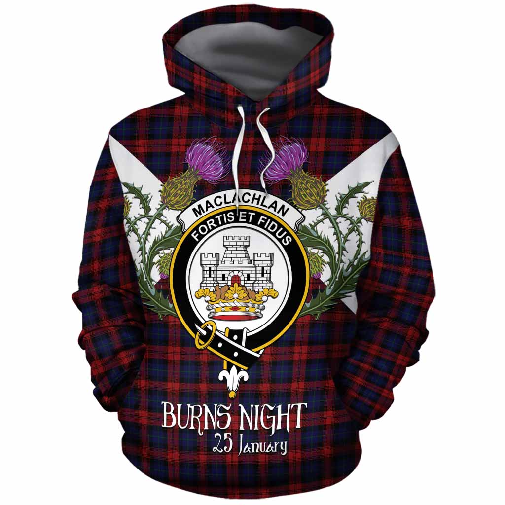 MacLachlan (McLachlan) Tartan Family Crest Cotton Hoodie Scottish Burns Night Thistle Floral