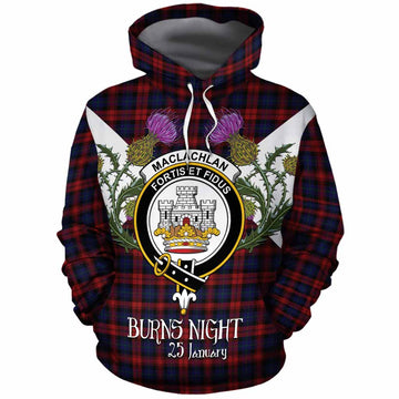 MacLachlan (McLachlan) Tartan Family Crest Cotton Hoodie Scottish Burns Night Thistle Floral