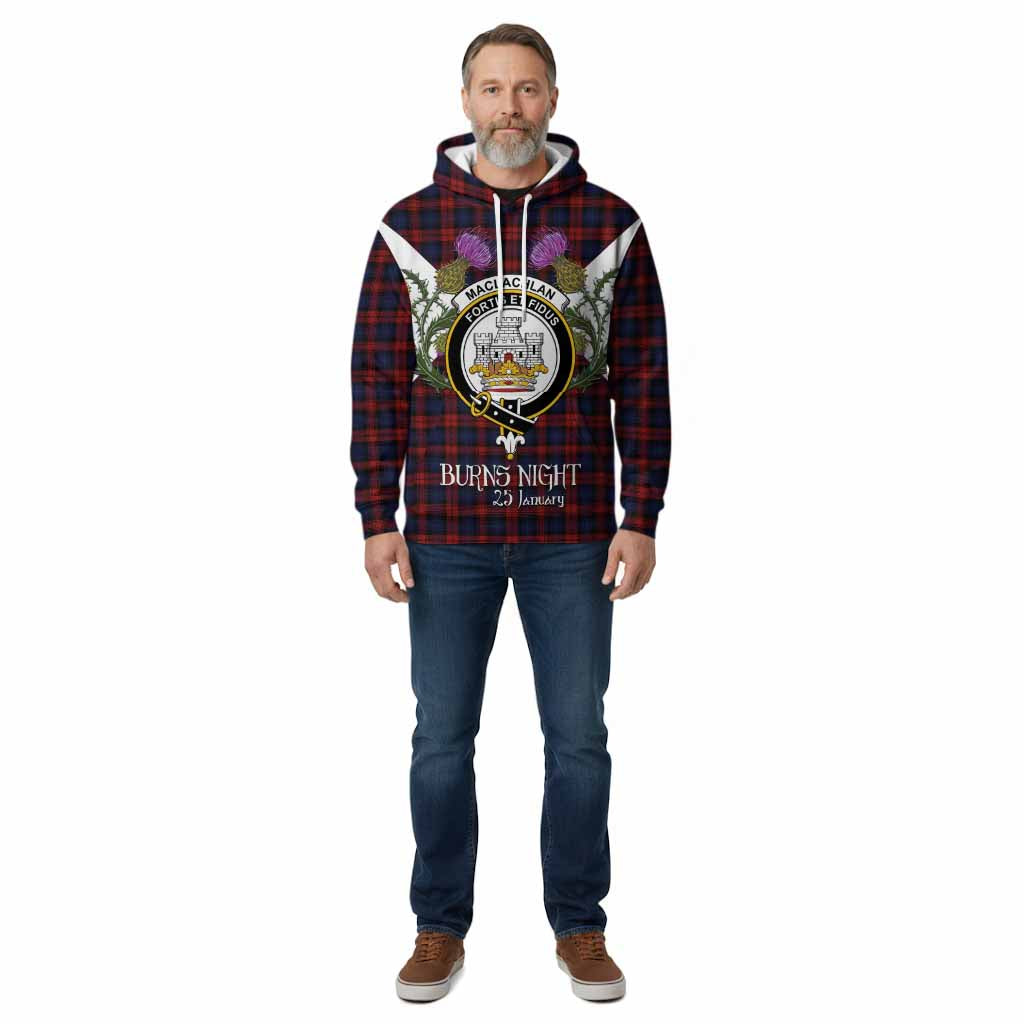 MacLachlan (McLachlan) Tartan Family Crest Cotton Hoodie Scottish Burns Night Thistle Floral